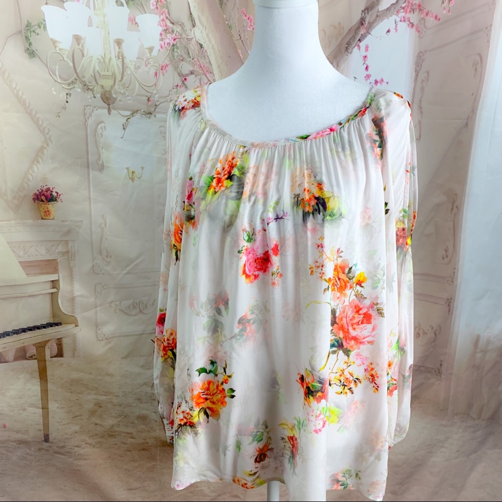 Velvet by Graham & Spencer Floral Peasant Bohemian Blouse